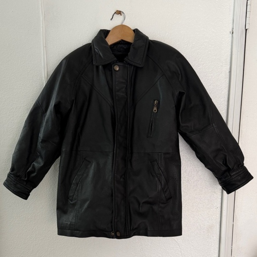 Women Black Genuine Leather Jacket Size 14 equivalent to Size Large